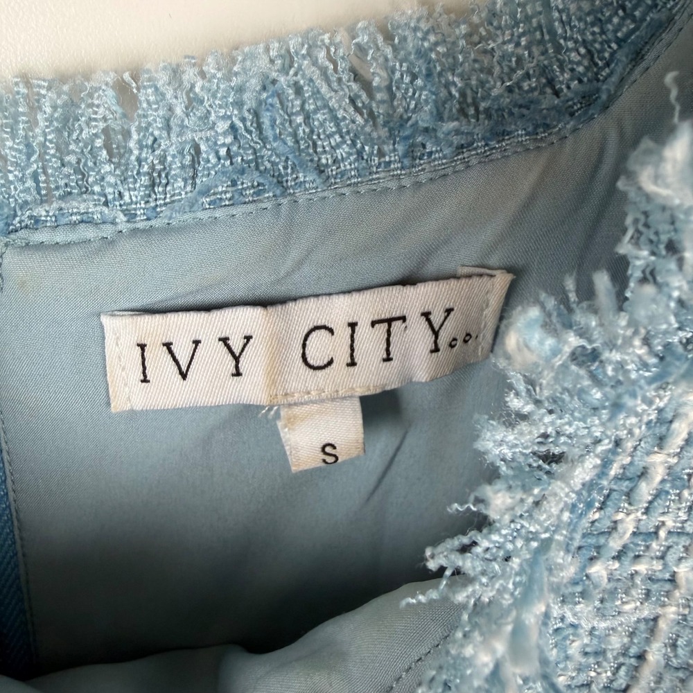 Ivy City Co‎ Claudia Dress Small Blue Tweed Old Money Classic Preppy Coquette - Picture 6 of 13